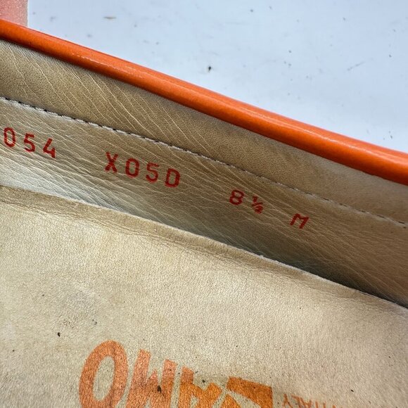 Salvatore Ferragamo Men Size 8.5M Orange Patent Leather Horsebit Loafer Shoes - Picture 9 of 10